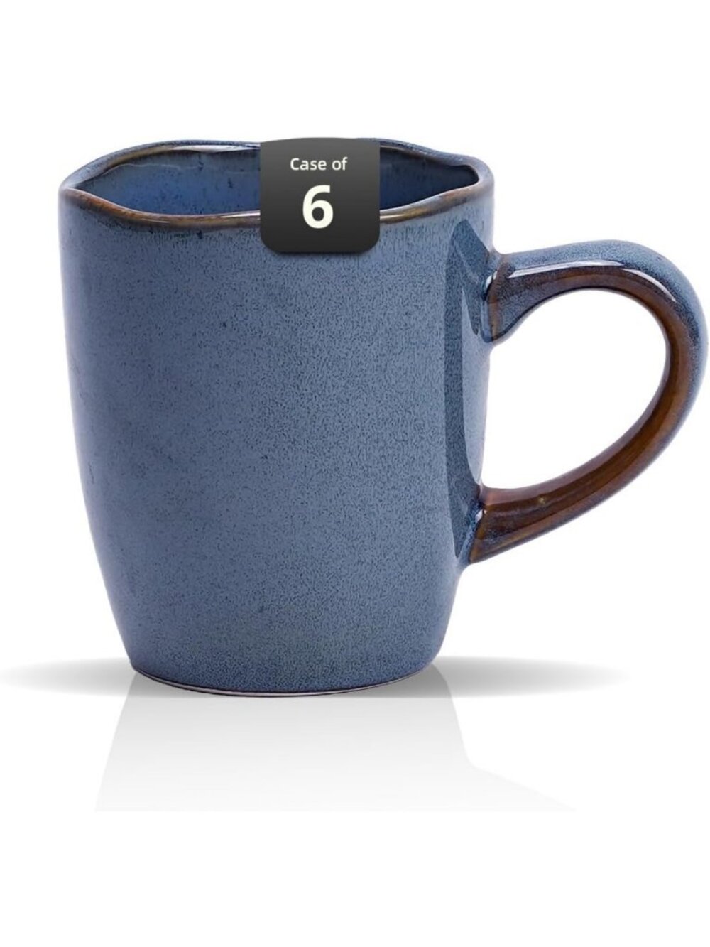 Handmade 12oz Ceramic Coffee Mugs Set of 6, Reactive Glaze, Wavy Edge